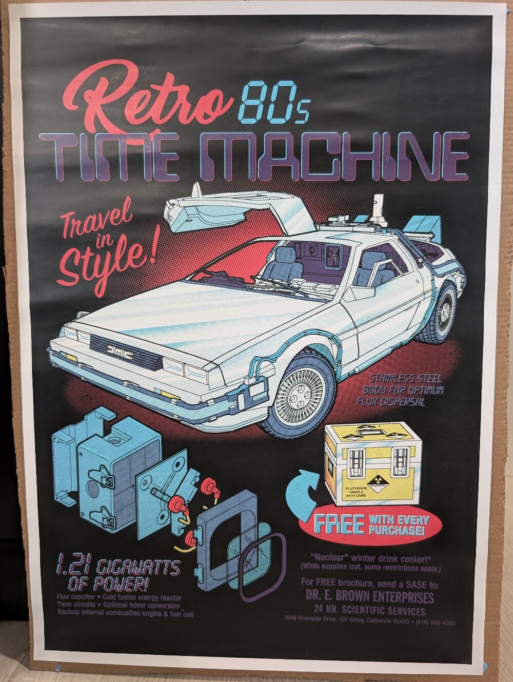 Back To The Future DeLorean "Retro 80's Time Machine" Poster Print